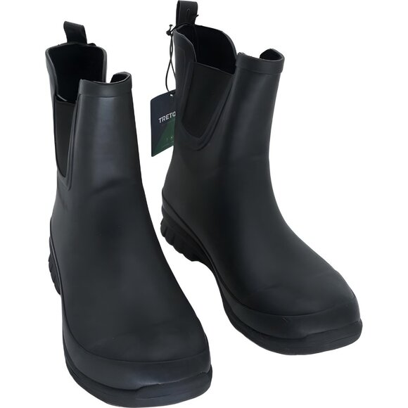 Tretorn Lily Chelsea Rain Boots Black Matte Slip-On Women 11M US - Picture 1 of 6